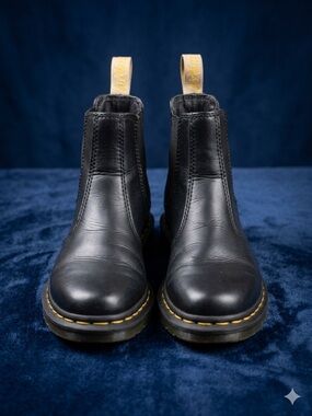 Dr. Martens Black Leather Chukka Boots with Yellow Stitching